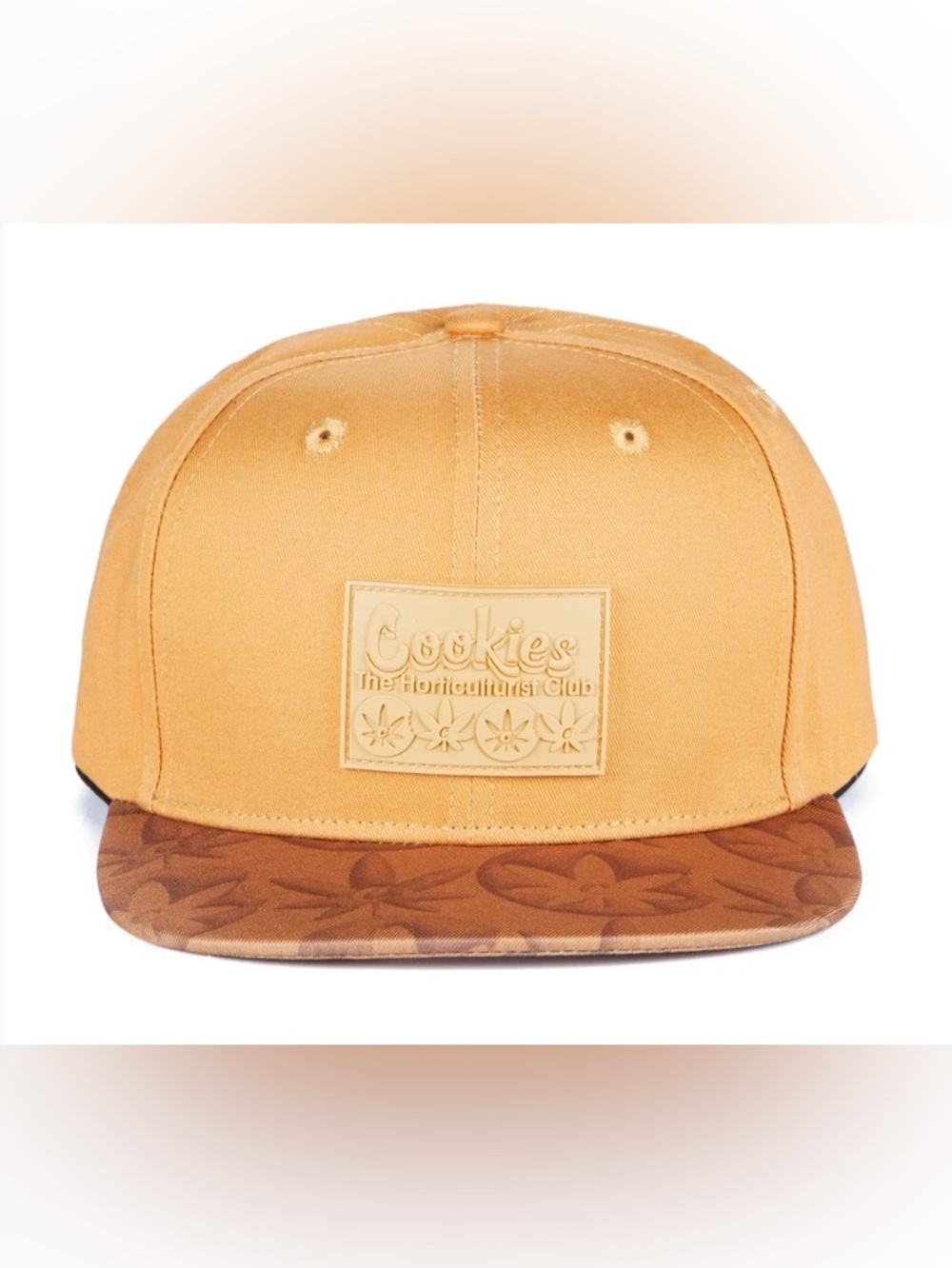 Cookies Leather Patch Snapback Hat in Mustard unisex